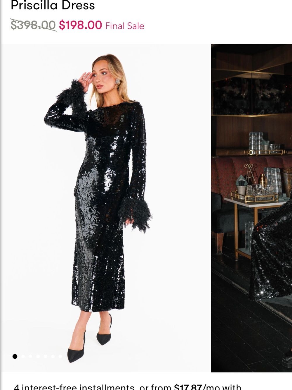 Show Me Your MuMu Sequin Long Sleeve Black Evening Dress - Picture 1 of 3